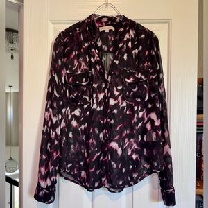 Philosophy Republic Sheer Patterned Polyester Blouse Top Shirt - L